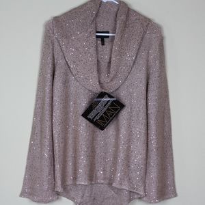 Gold Iman  Oversized Jersey Sequined Sweater.